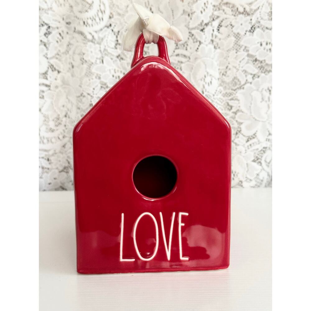 Rae Dunn LOVE Red Ceramic Birdhouse Valentine Decor by Magenta